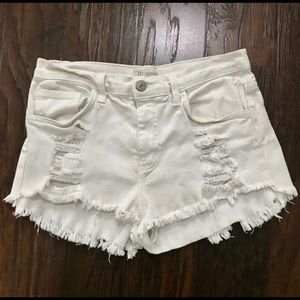 O2 Denim White high waisted shorts